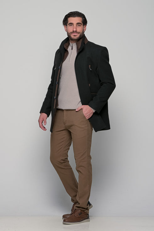 Ανδρικό Ημίπαλτο με Μόστρα Χρώμα Μαύρο