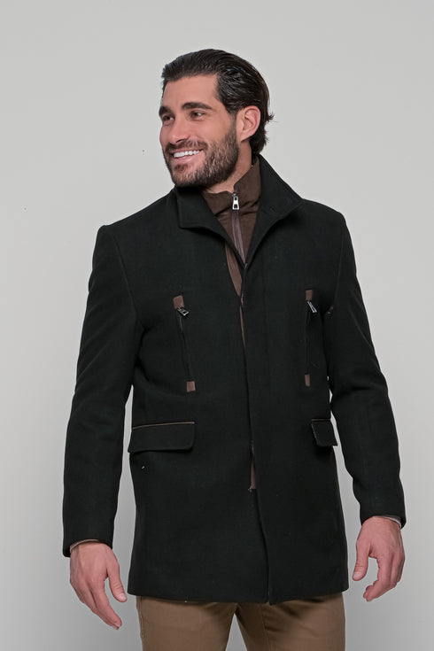 Ανδρικό Ημίπαλτο με Μόστρα Χρώμα Μαύρο