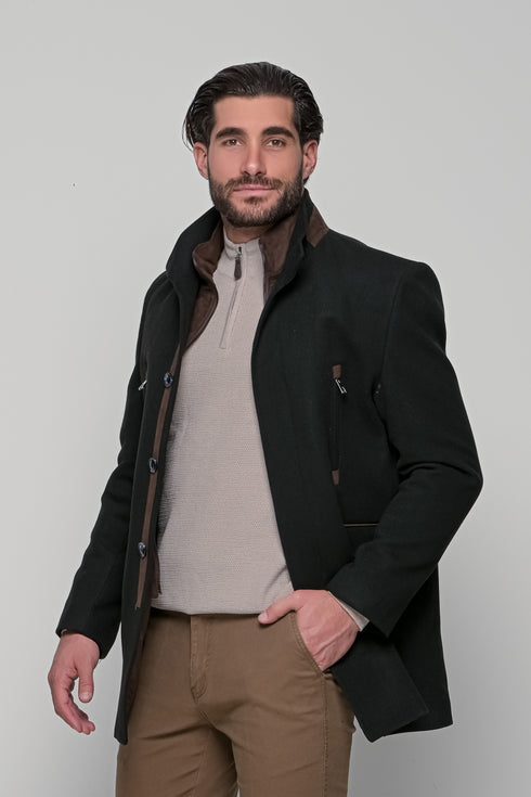 Ανδρικό Ημίπαλτο με Μόστρα Χρώμα Μαύρο