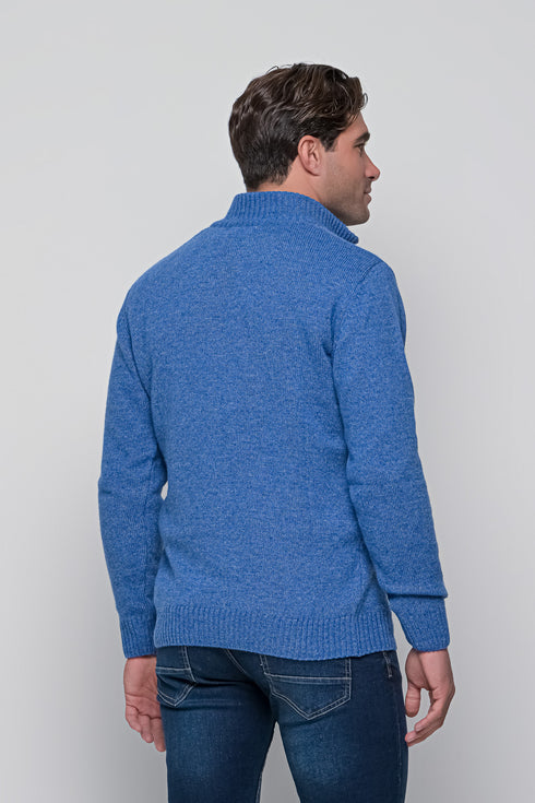 Ανδρικό Πουλόβερ με Half Zip Μπλε Ανοιχτό NYT