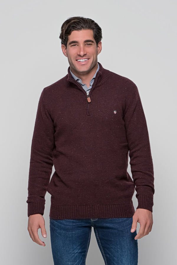 Ανδρικό Πουλόβερ με Half Zip Μπορντό NYT