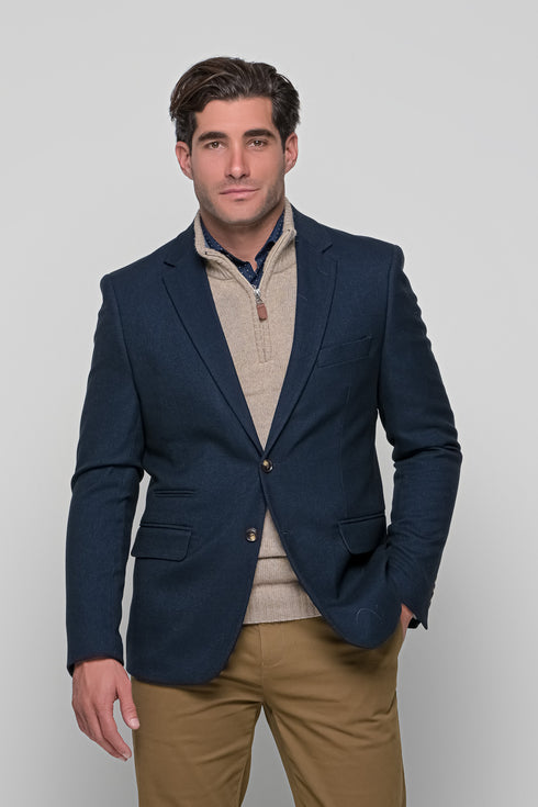 Ανδρικό Σακάκι σε Slim Γραμμή Μπλε Cotton Green