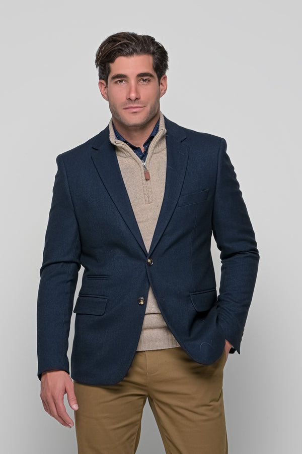 Ανδρικό Σακάκι σε Slim Γραμμή Μπλε Cotton Green