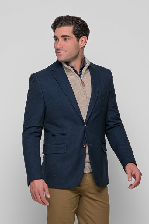 Ανδρικό Σακάκι σε Slim Γραμμή Μπλε Cotton Green