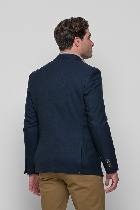 Ανδρικό Σακάκι σε Slim Γραμμή Μπλε Cotton Green