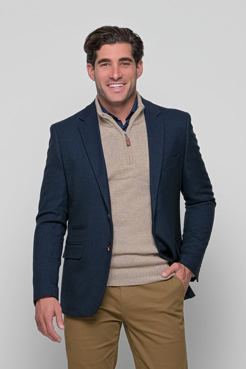 Ανδρικό Σακάκι σε Slim Γραμμή Μπλε Cotton Green