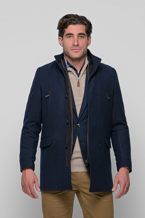 Ανδρικό Ημίπαλτο με Μόστρα Χρώμα Μπλε