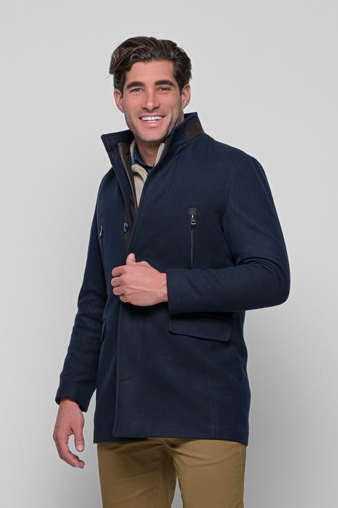 Ανδρικό Ημίπαλτο με Μόστρα Χρώμα Μπλε