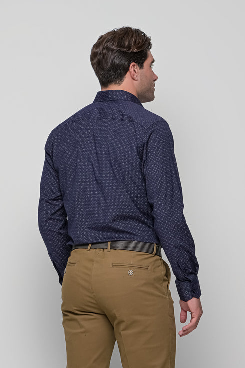 Ανδρικό Πουκάμισο Μπλε με Μικροσχέδιο Ταμπά NCS