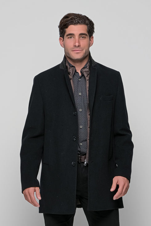 Ανδρικό Μάλλινο Ημίπαλτο με Μόστρα Μαύρο Lexton