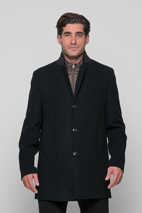 Ανδρικό Μάλλινο Ημίπαλτο με Μόστρα Μαύρο Lexton