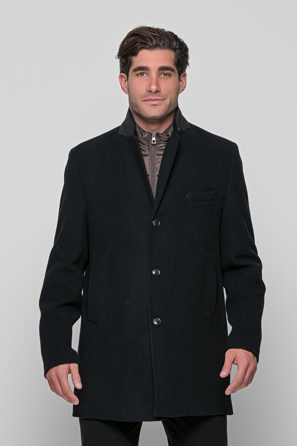 Ανδρικό Μάλλινο Ημίπαλτο με Μόστρα Μαύρο Lexton