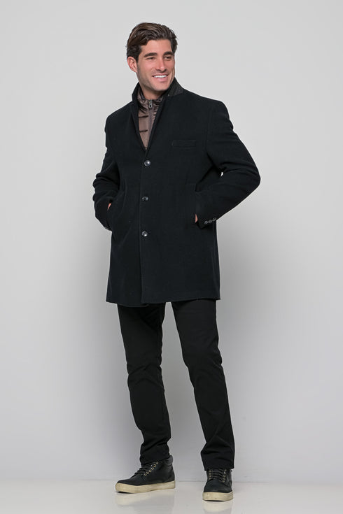 Ανδρικό Μάλλινο Ημίπαλτο με Μόστρα Μαύρο Lexton