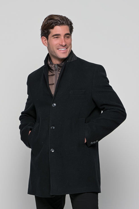 Ανδρικό Μάλλινο Ημίπαλτο με Μόστρα Μαύρο Lexton