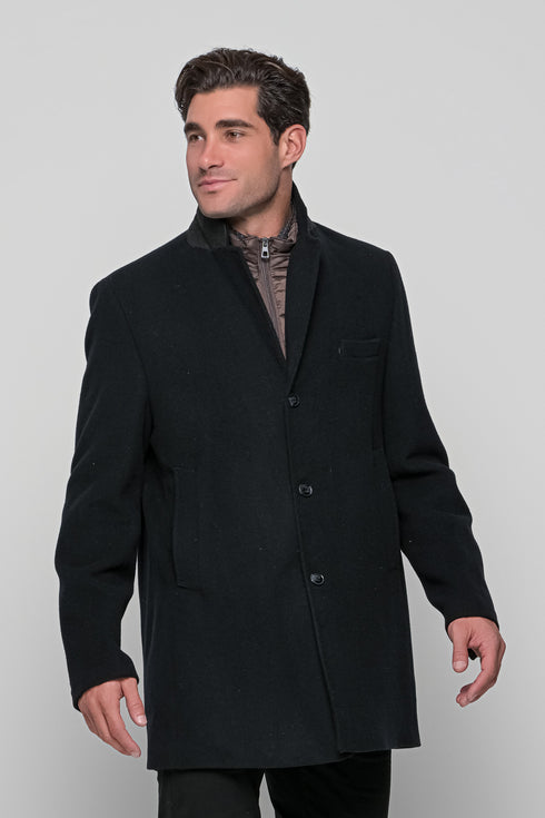 Ανδρικό Μάλλινο Ημίπαλτο με Μόστρα Μαύρο Lexton