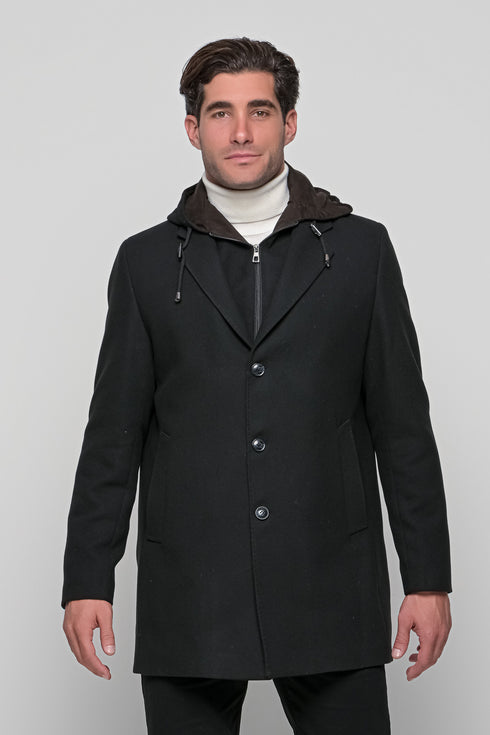 Ανδρικό Ημίπαλτο με Κουκούλα Μαύρο Lexton