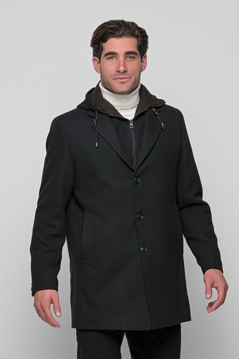 Ανδρικό Ημίπαλτο με Κουκούλα Μαύρο Lexton