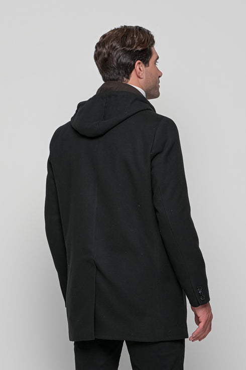 Ανδρικό Ημίπαλτο με Κουκούλα Μαύρο Lexton