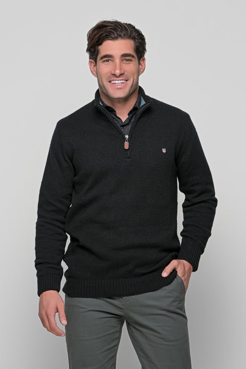 Ανδρικό Πουλόβερ με Half Zip Μαύρο NYT