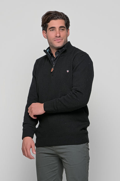Ανδρικό Πουλόβερ με Half Zip Μαύρο NYT