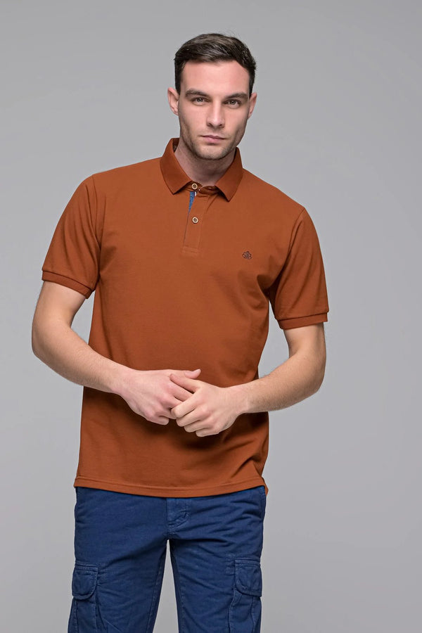 Ανδρικό Πόλο Άνετη Γραμμή Χρώμα Κεραμιδί Everbest