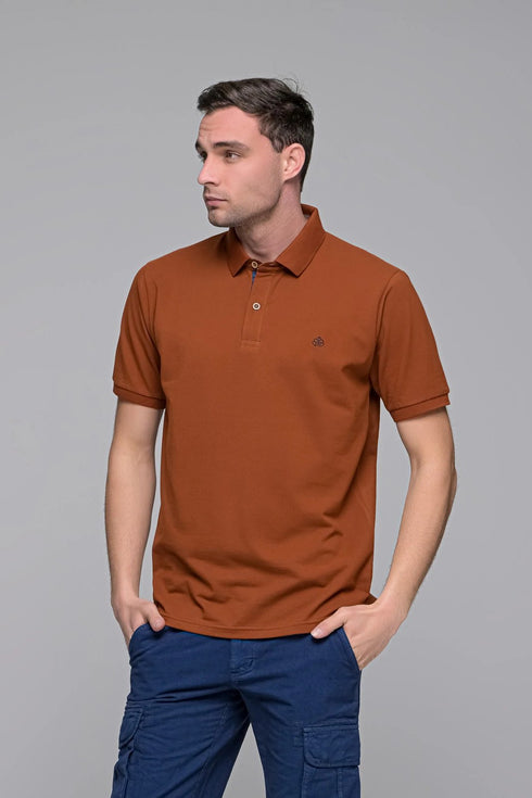 Ανδρικό Πόλο Άνετη Γραμμή Χρώμα Κεραμιδί Everbest
