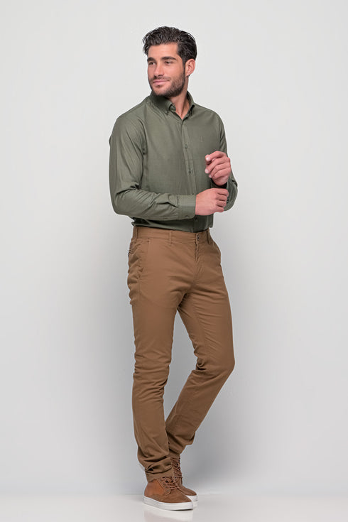 Ανδρικό Παντελόνι Chino Στενή Γραμμή Κάμελ Marcus