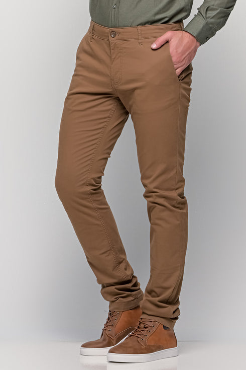 Ανδρικό Παντελόνι Chino Στενή Γραμμή Κάμελ Marcus