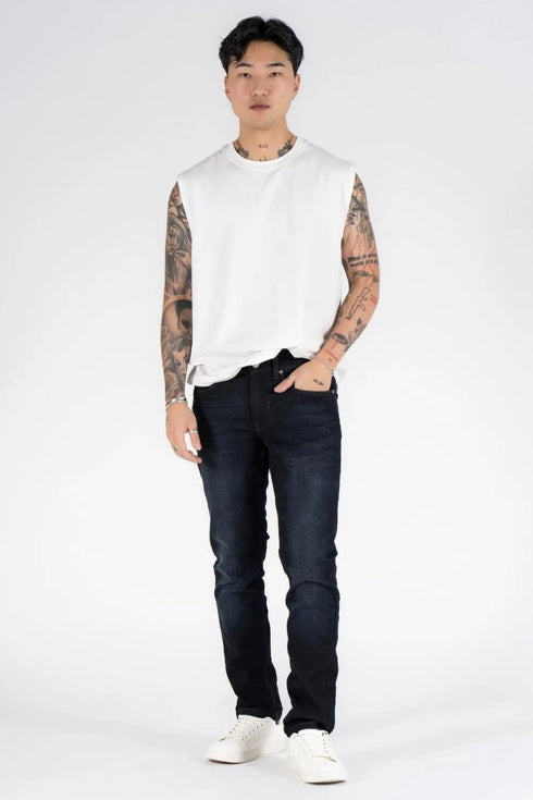 Ανδρικό Τζιν Παντελόνι Ίσια Γραμμή Μπλε Σκούρο MARCUS