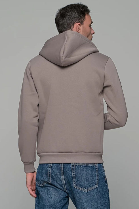 Ανδρική Ζακέτα Φούτερ Μπεζ Με Τύπωμα Everbest