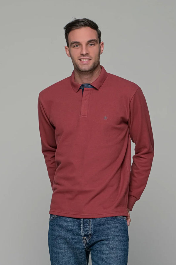 Ανδρική Μπλούζα με Γιακά Άνετη Γραμμή Ροδακινί Everbest