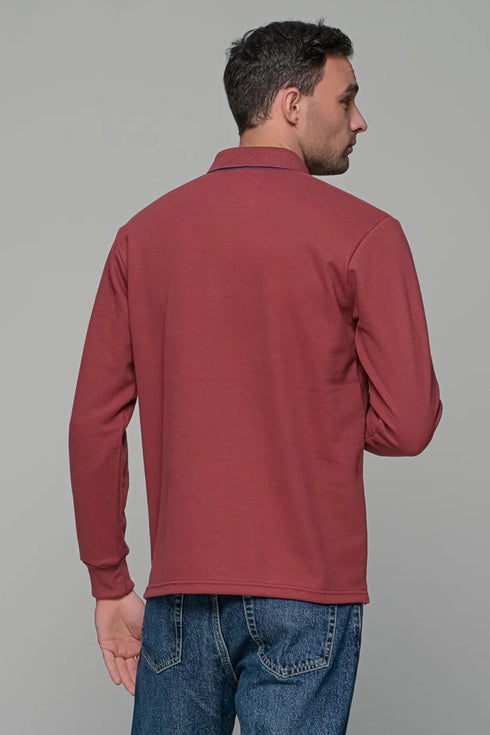 Ανδρική Μπλούζα με Γιακά Άνετη Γραμμή Ροδακινί Everbest