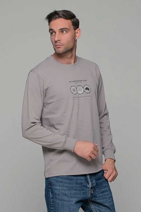 Ανδρική Μπλούζα Άνετη Γραμμή Γκρι Everbest