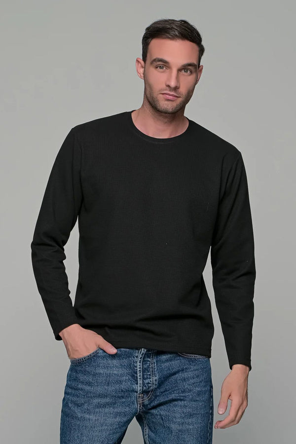 Ανδρική Μπλούζα Ριπ Άνετη Γραμμή Μαύρο Everbest