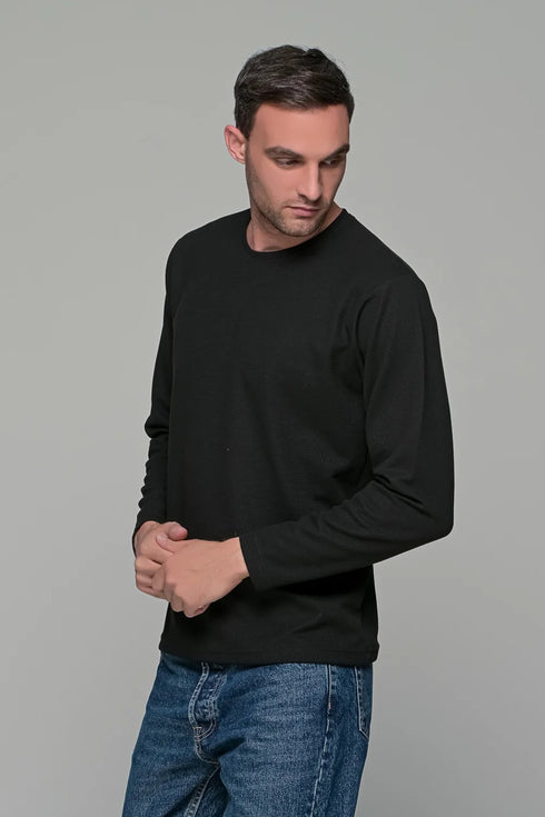 Ανδρική Μπλούζα Ριπ Άνετη Γραμμή Μαύρο Everbest
