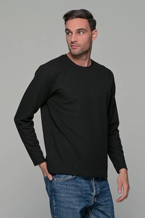 Ανδρική Μπλούζα Ριπ Άνετη Γραμμή Μαύρο Everbest