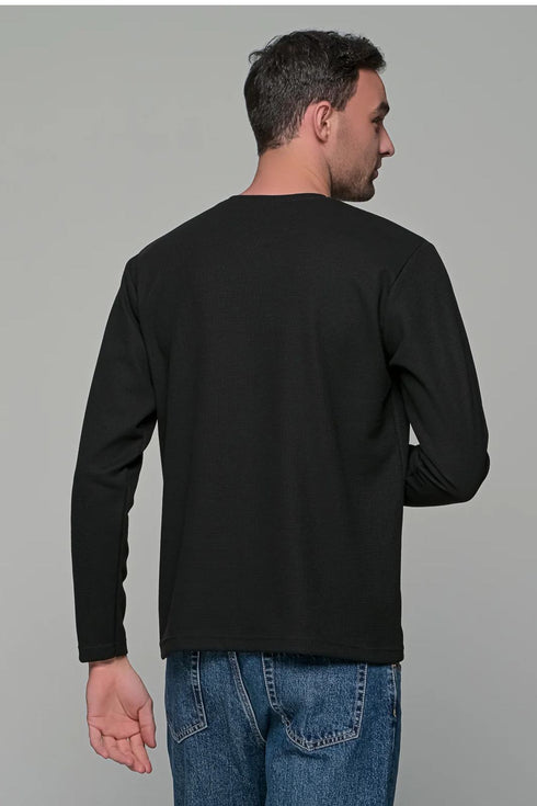 Ανδρική Μπλούζα Ριπ Άνετη Γραμμή Μαύρο Everbest