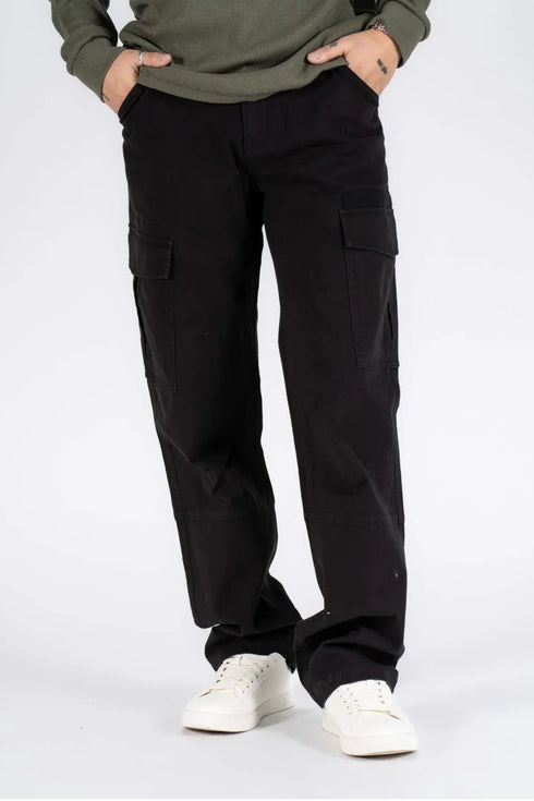 Ανδρικό Παντελόνι Cargo με Ίσιο Τελείωμα Μαύρο Marcus