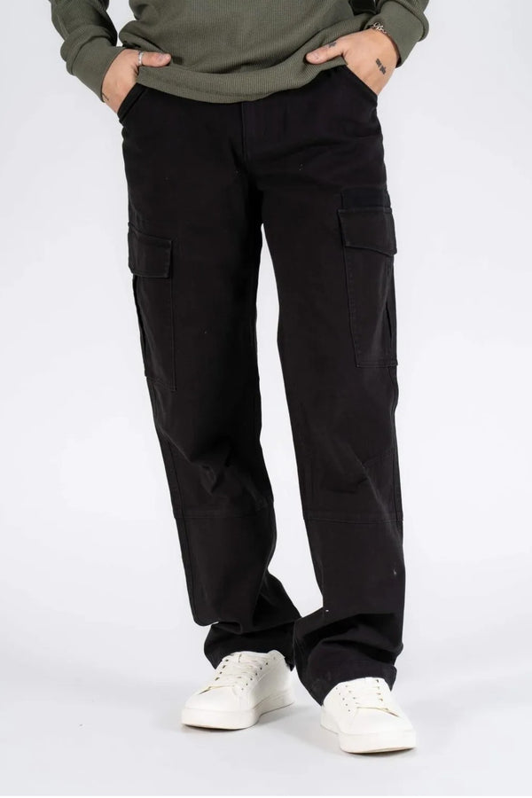 Ανδρικό Παντελόνι Cargo με Ίσιο Τελείωμα Μαύρο Marcus