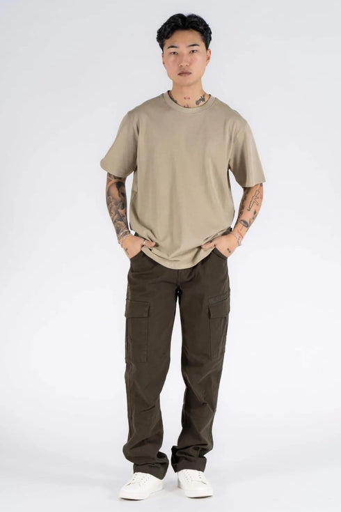 Ανδρικό Παντελόνι Cargo με Ίσιο Τελείωμα Λαδί Marcus