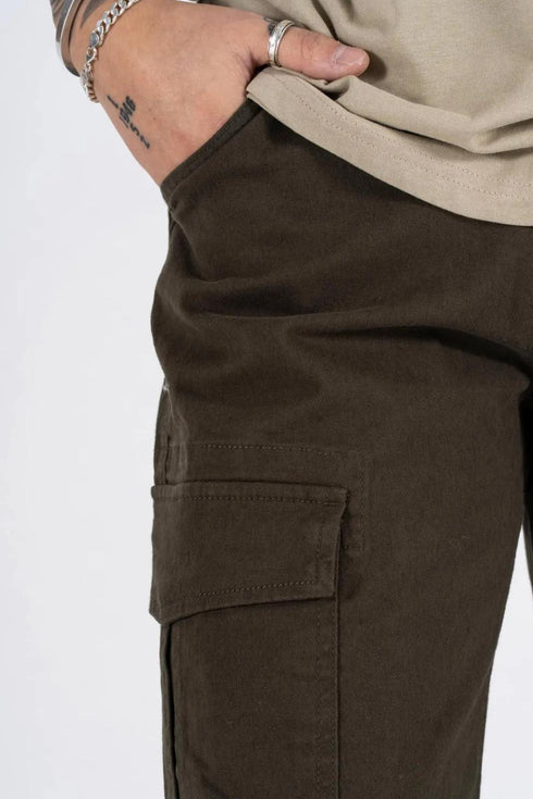 Ανδρικό Παντελόνι Cargo με Ίσιο Τελείωμα Λαδί Marcus
