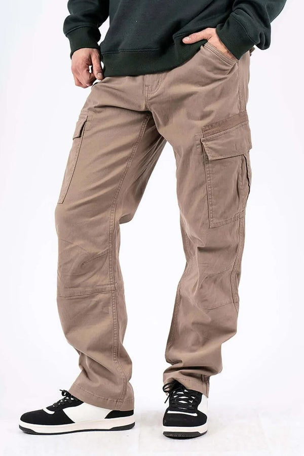 Ανδρικό Παντελόνι Cargo με Ίσιο Τελείωμα Μπεζ Marcus