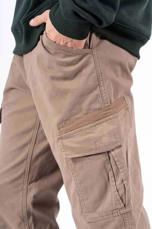 Ανδρικό Παντελόνι Cargo με Ίσιο Τελείωμα Μπεζ Marcus