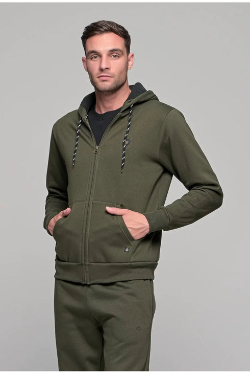 Ανδρική Ζακέτα Φούτερ Χρώμα Λαδί Everbest