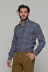 Ανδρικό Μακρυμάνικο Πουκάμισο Μπλε-Μπεζ Καρό NCS