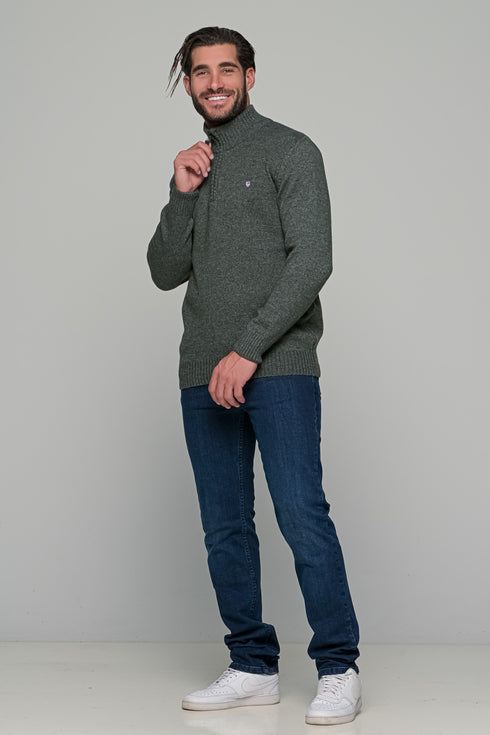 Ανδρικό Πουλόβερ με Half Zip Λαδί NYT