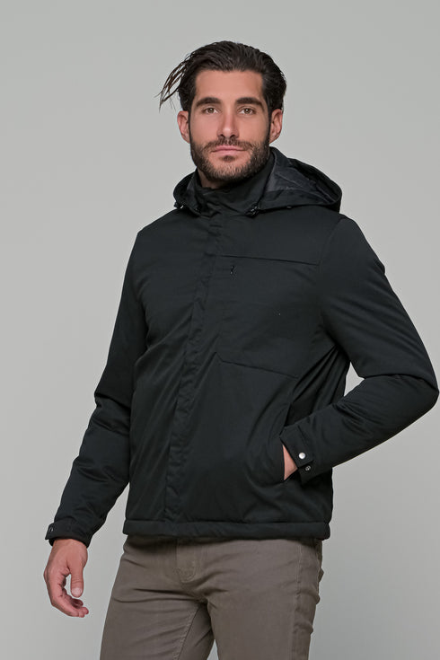 Ανδρικό Μπουφάν Μαύρο με Κουκούλα NYT