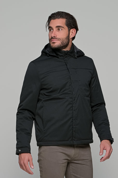 Ανδρικό Μπουφάν Μαύρο με Κουκούλα NYT
