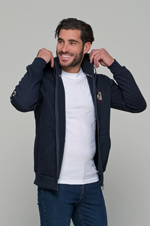 Ανδρική Ζακέτα Φούτερ Μπλε Με Τύπωμα Everbest