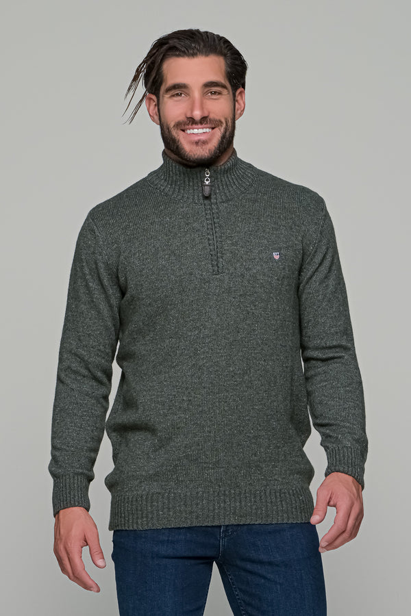 Ανδρικό Πουλόβερ με Half Zip Λαδί NYT